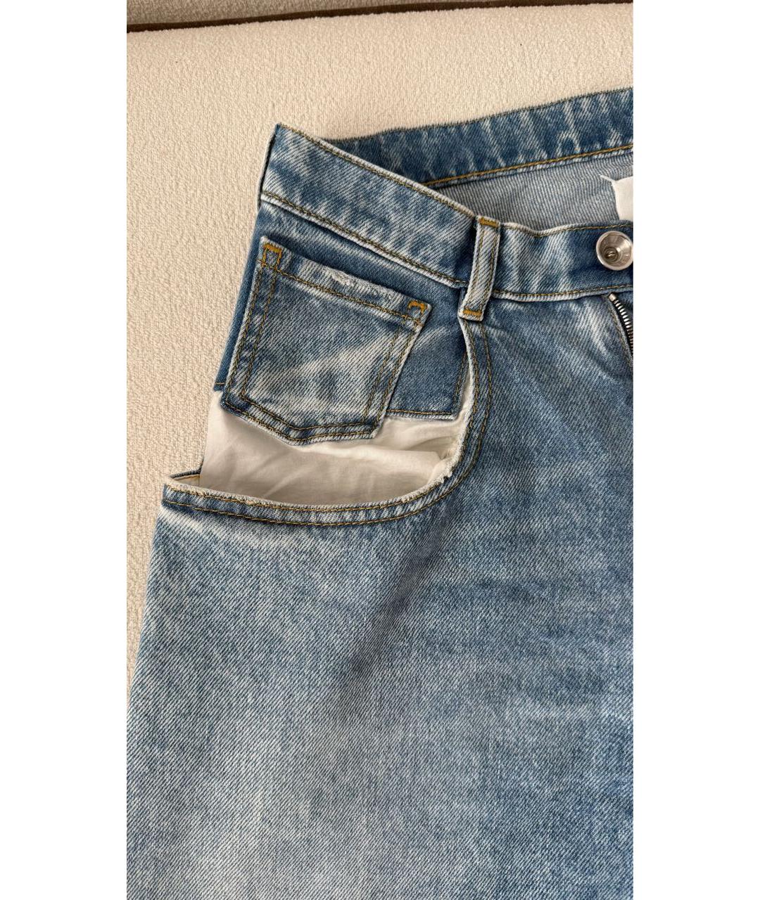 MAISON MARGIELA Голубые хлопковые прямые джинсы, фото 4