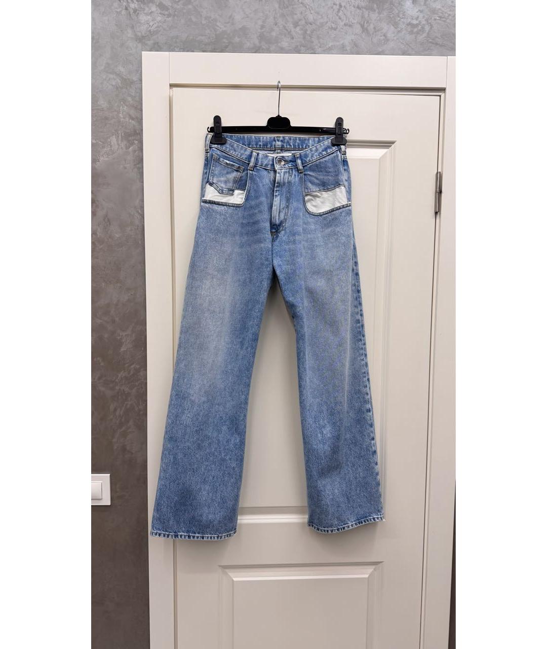 MAISON MARGIELA Голубые хлопковые прямые джинсы, фото 8