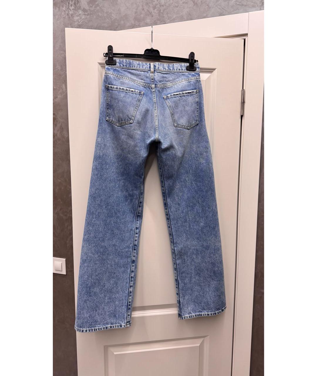 MAISON MARGIELA Голубые хлопковые прямые джинсы, фото 2