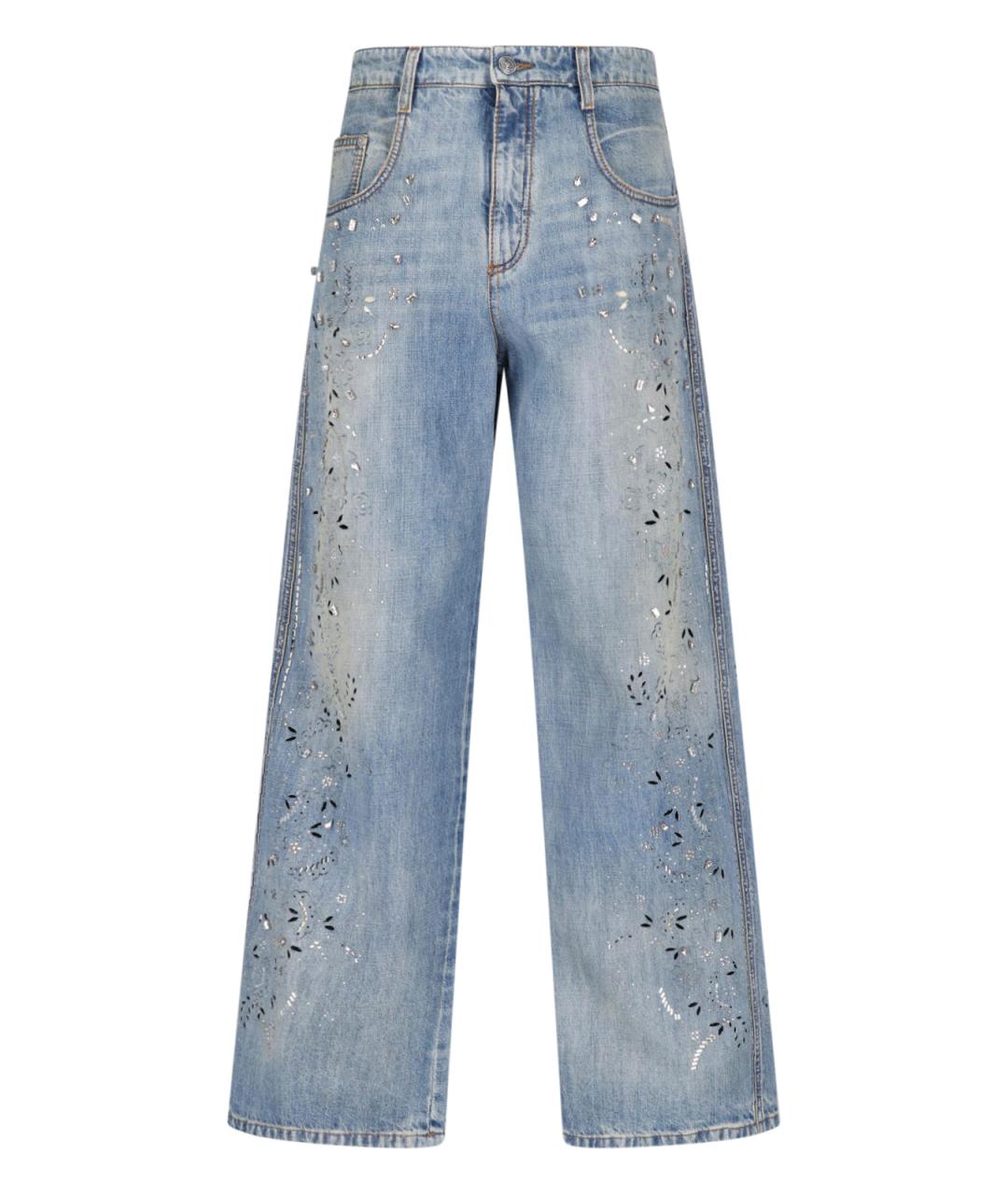 ERMANNO SCERVINO Голубые хлопковые прямые джинсы, фото 1