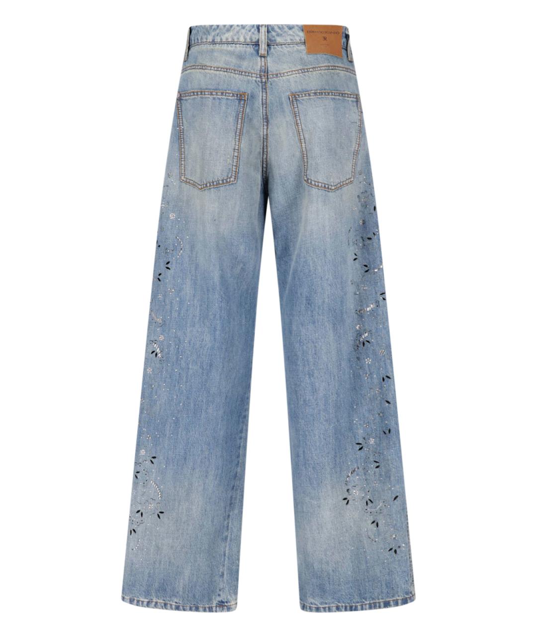 ERMANNO SCERVINO Голубые хлопковые прямые джинсы, фото 2