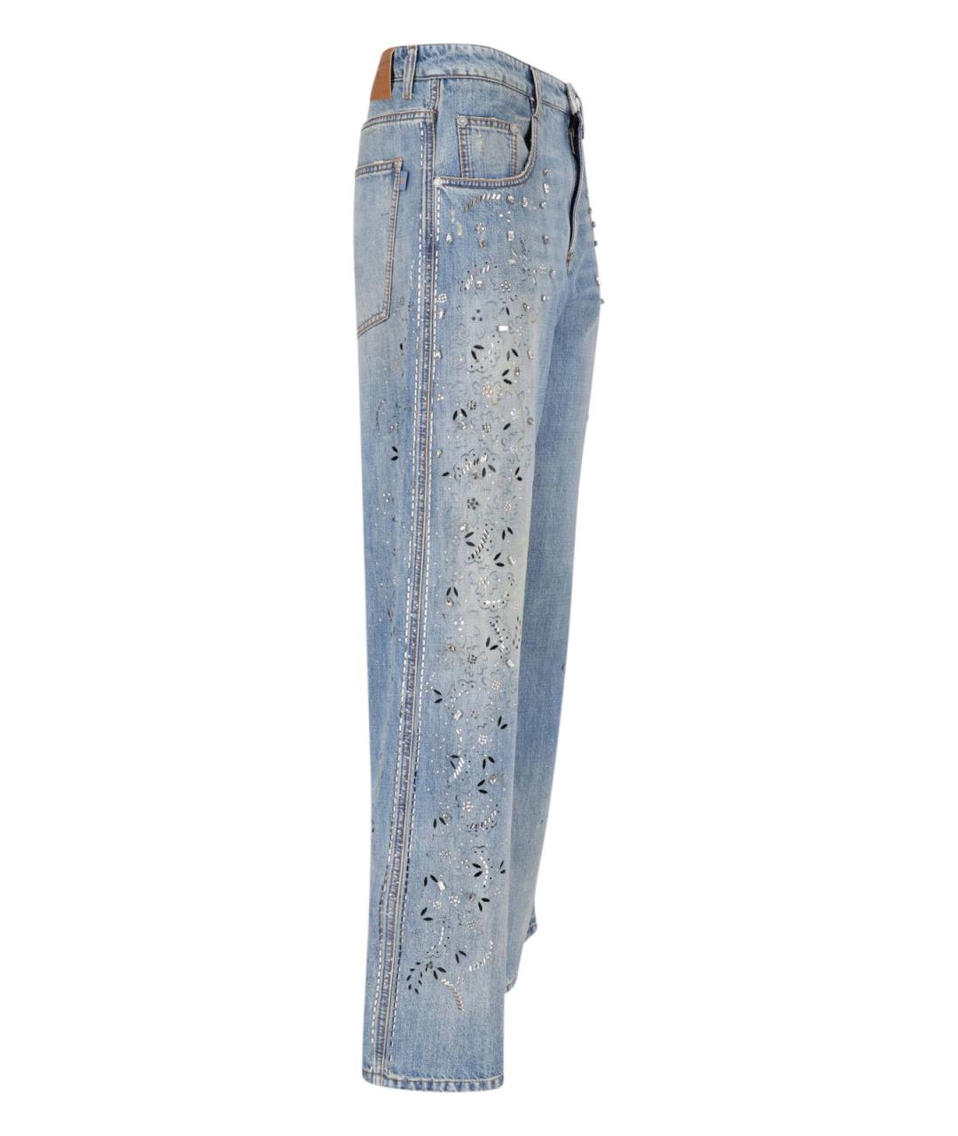 ERMANNO SCERVINO Голубые хлопковые прямые джинсы, фото 3
