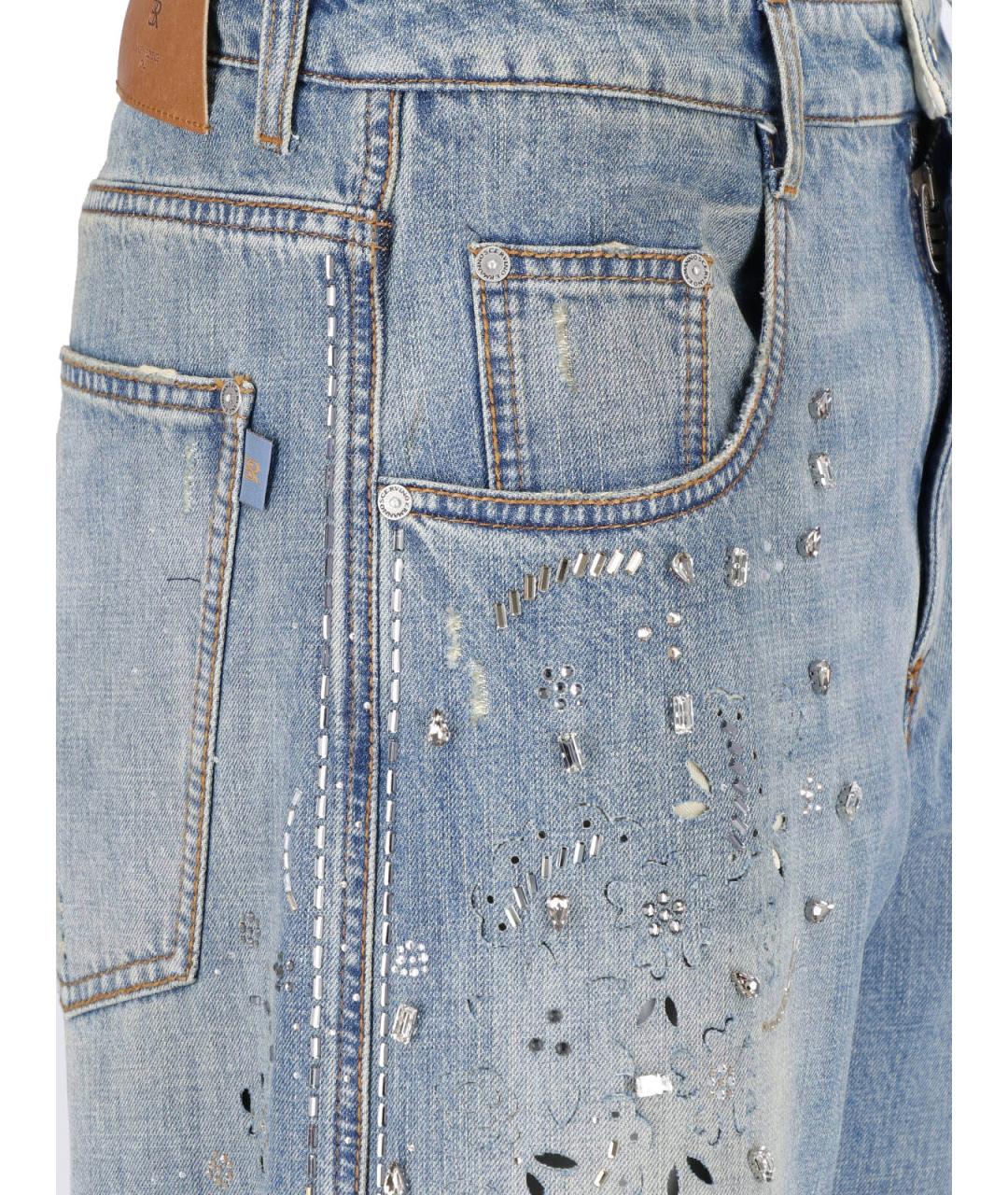 ERMANNO SCERVINO Голубые хлопковые прямые джинсы, фото 4