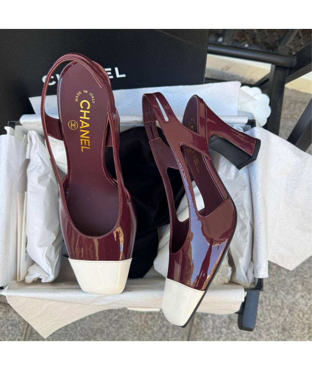 CHANEL Бордовые туфли из лакированной кожи, фото 3