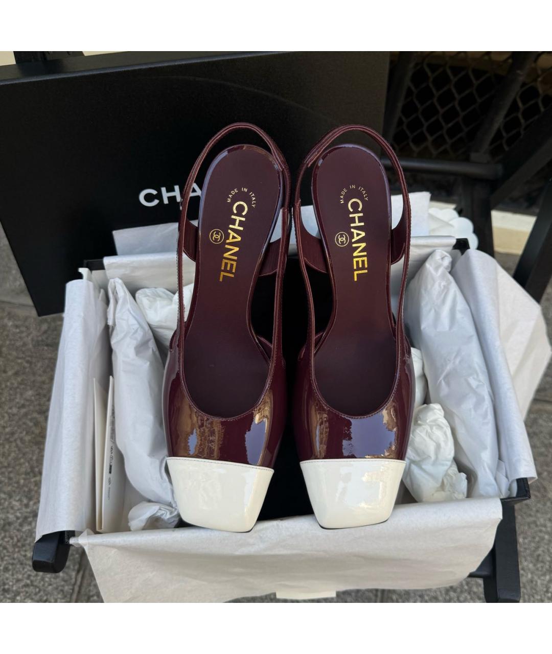 CHANEL Бордовые туфли из лакированной кожи, фото 2