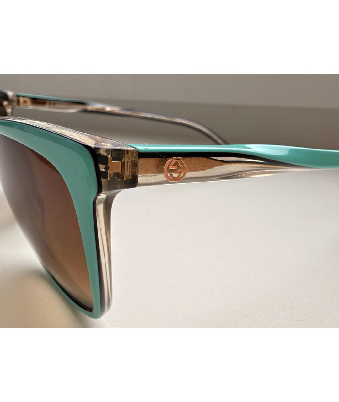 GUCCI Бирюзовые пластиковые солнцезащитные очки, фото 3