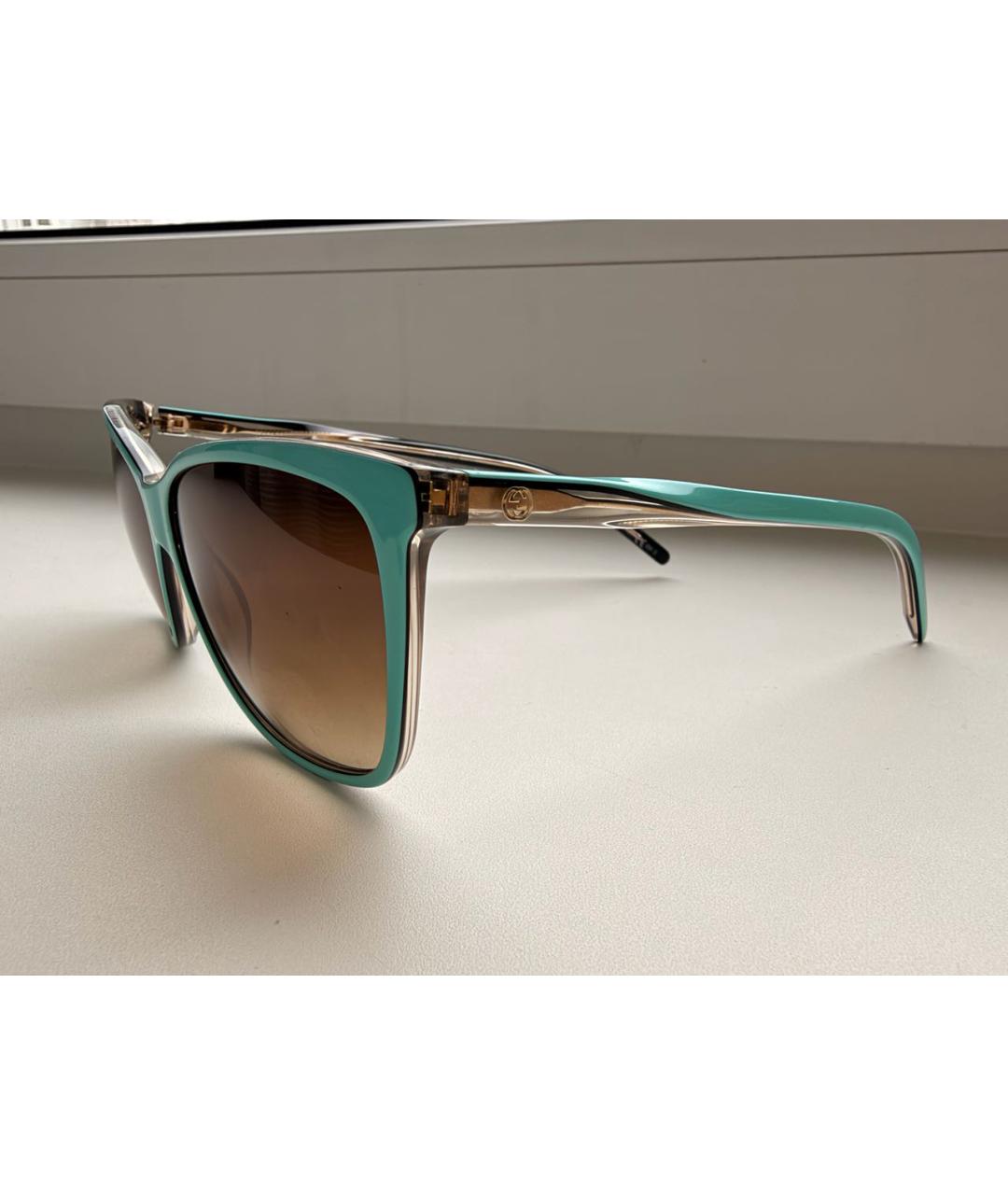 GUCCI Бирюзовые пластиковые солнцезащитные очки, фото 2