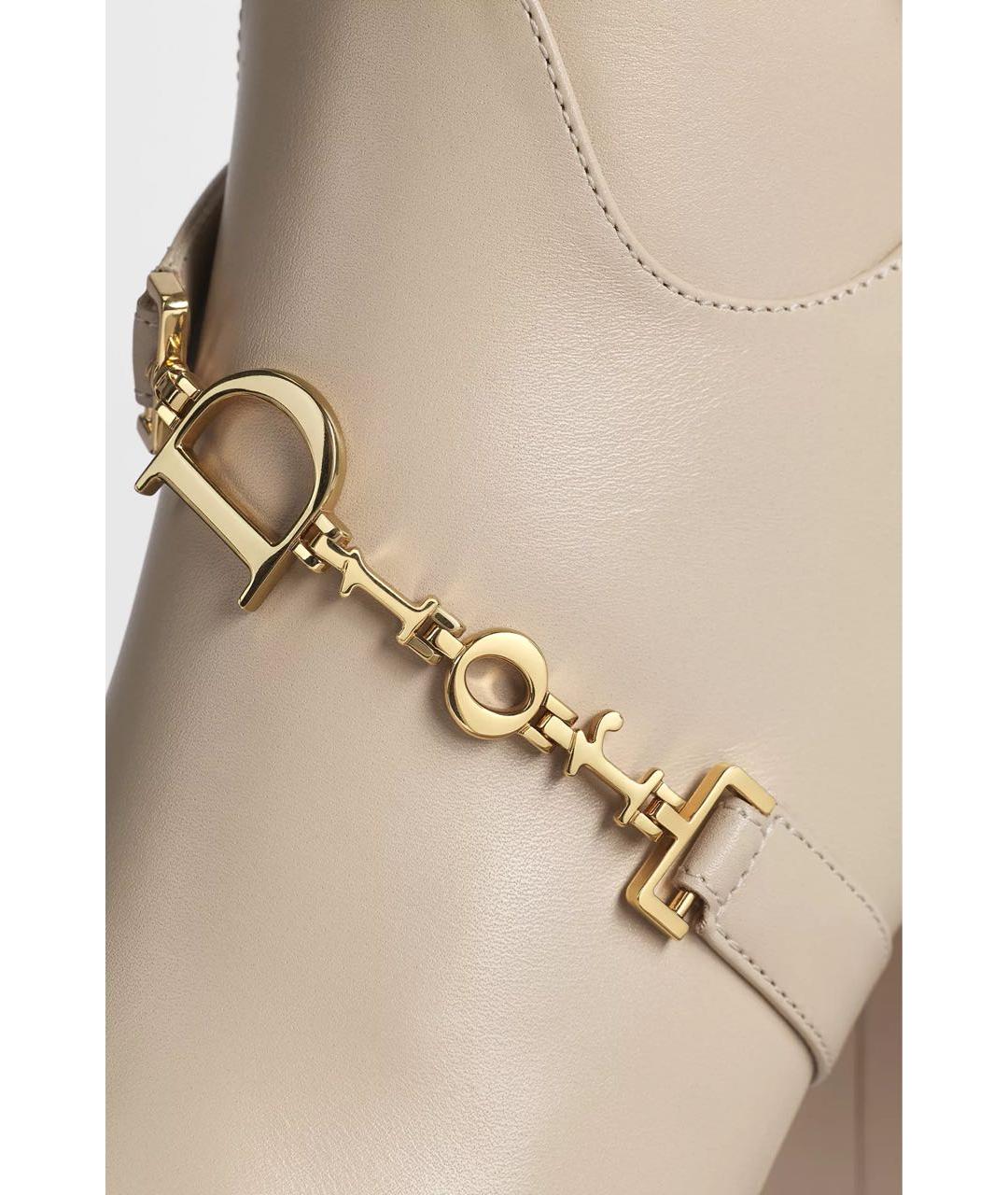 CHRISTIAN DIOR Бежевые кожаные сапоги, фото 4