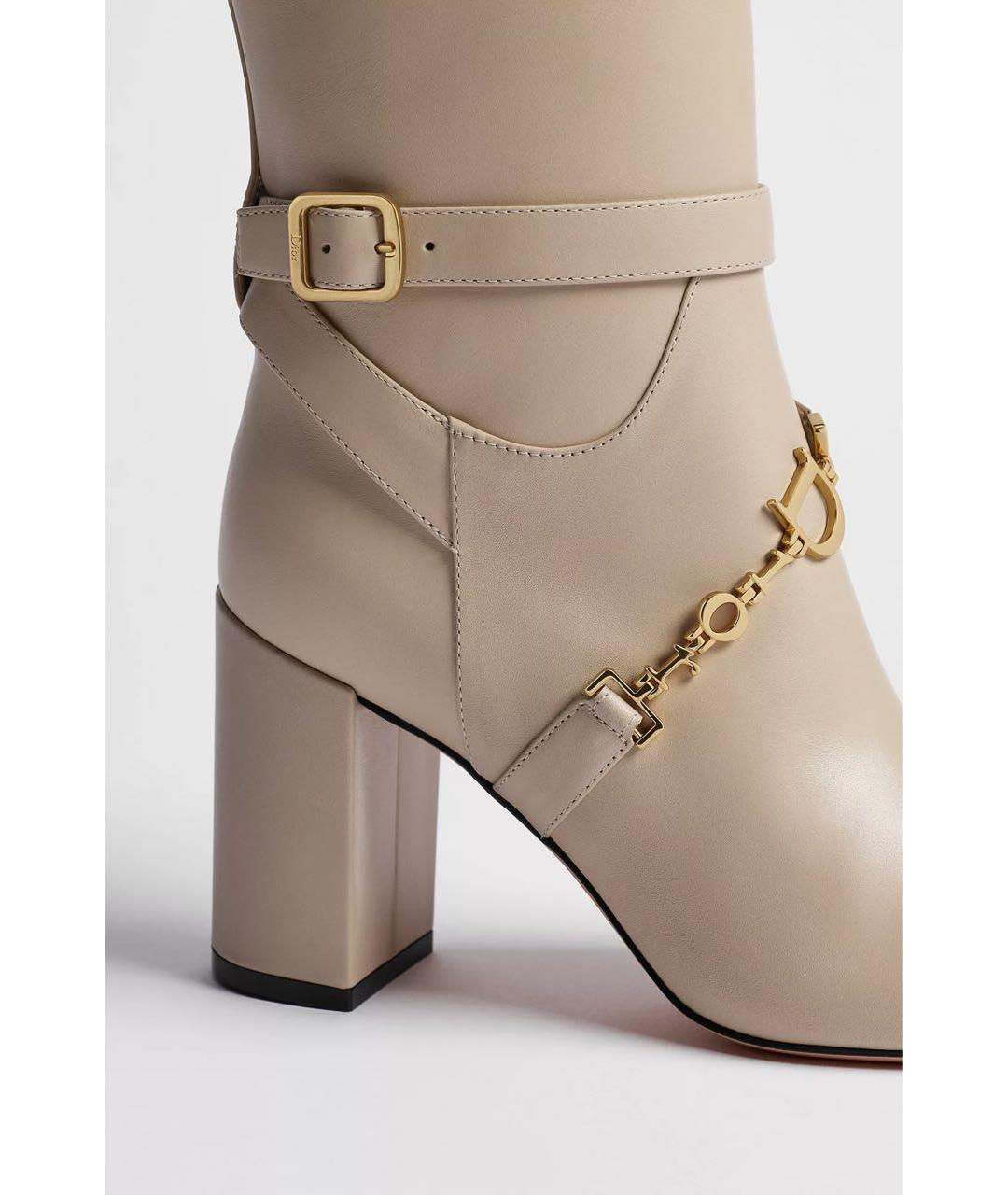 CHRISTIAN DIOR Бежевые кожаные сапоги, фото 5
