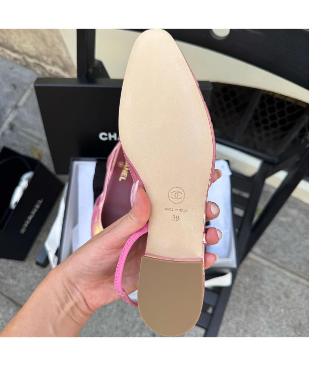 CHANEL Розовые кожаные туфли, фото 4