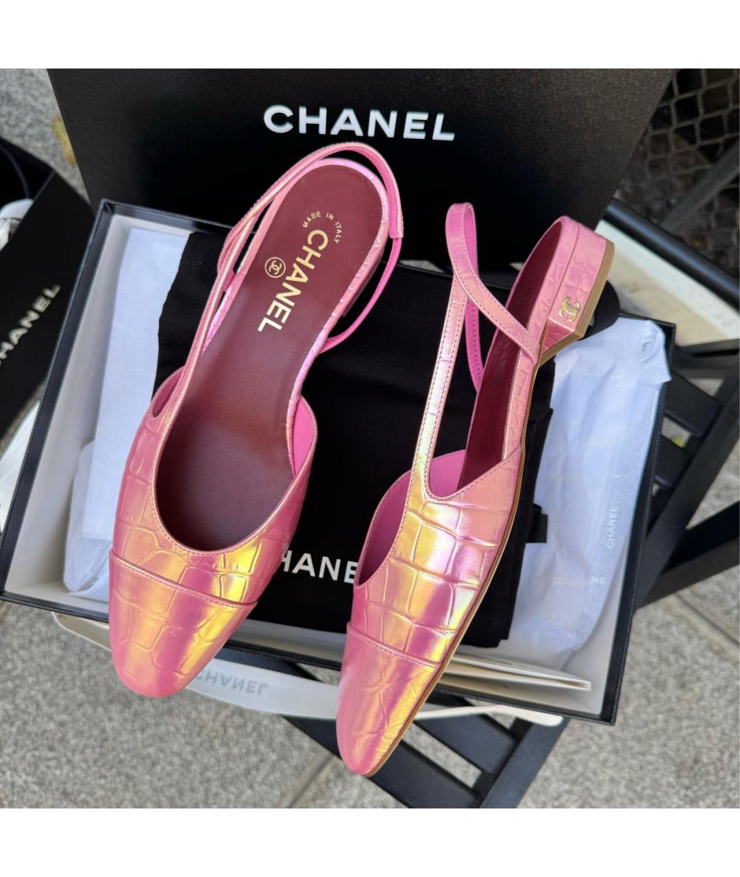 CHANEL Розовые кожаные туфли, фото 3