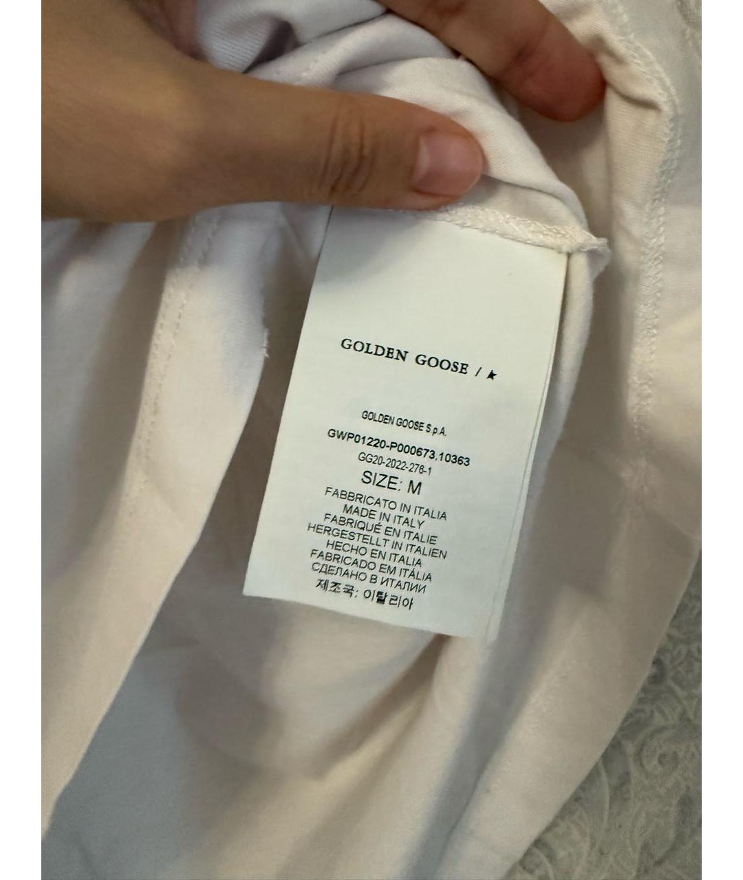 GOLDEN GOOSE Белая хлопковая футболка, фото 4
