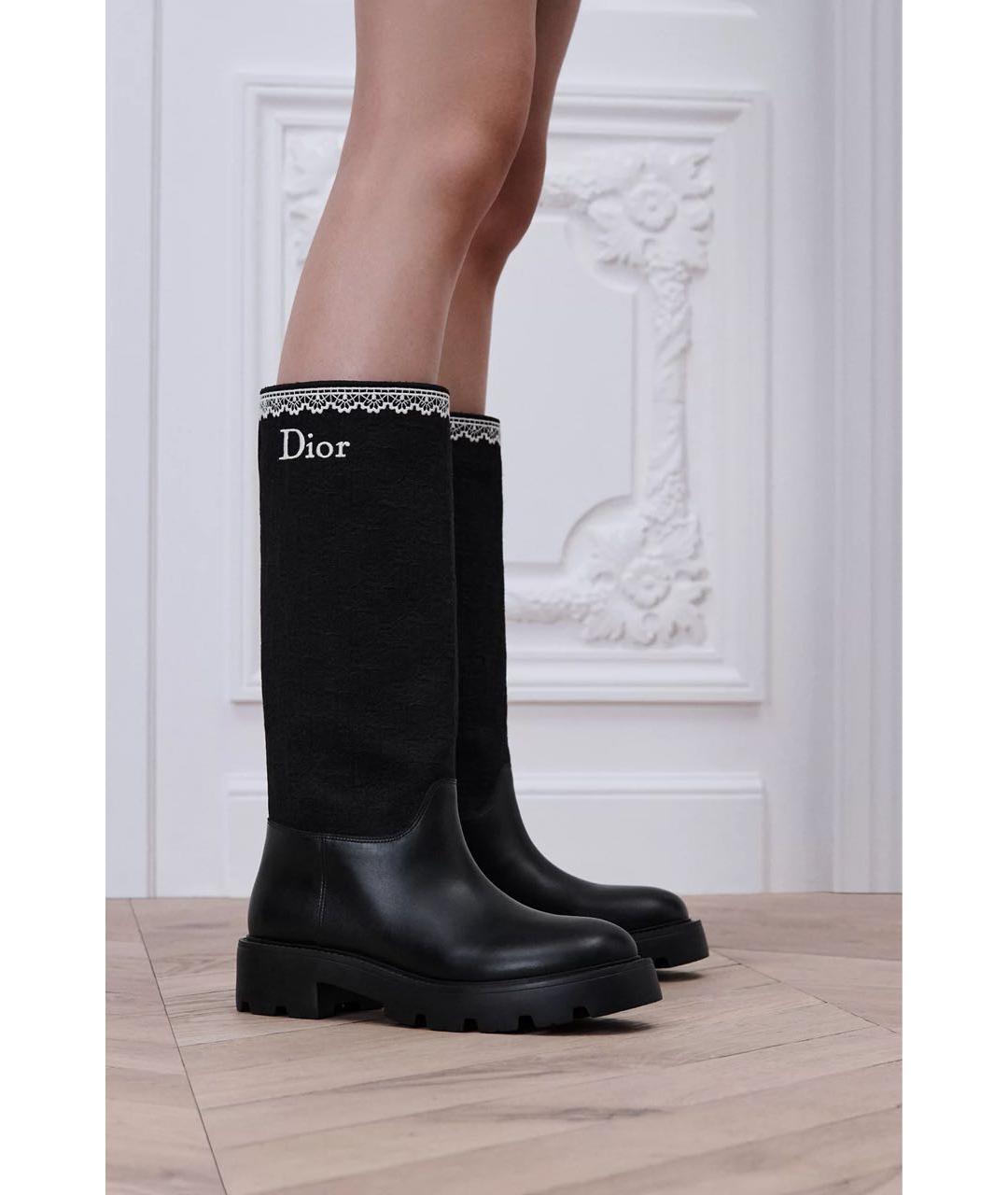 CHRISTIAN DIOR Черные кожаные сапоги, фото 3