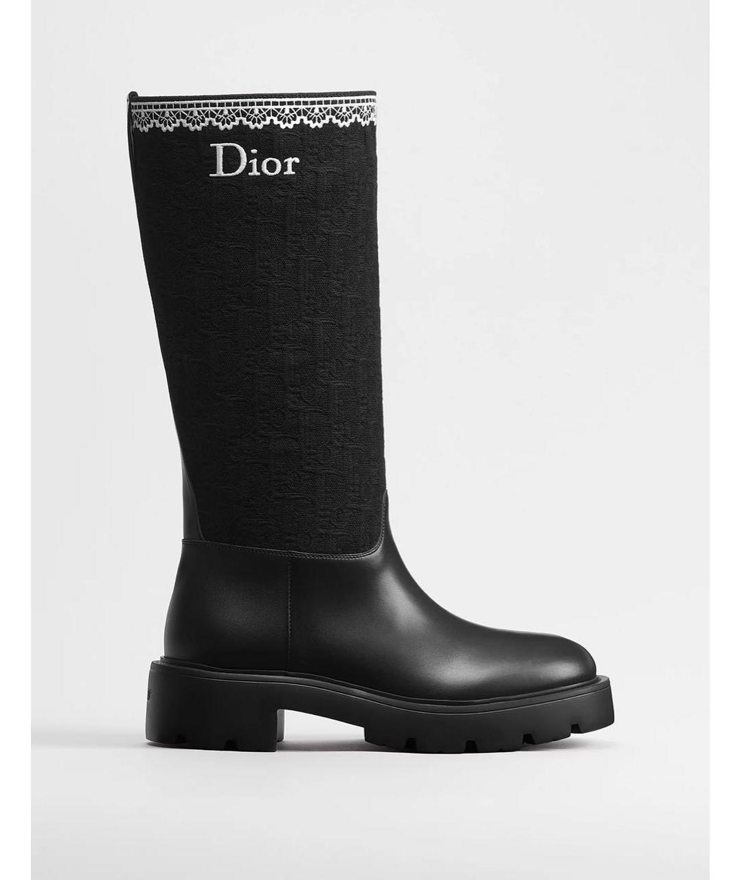 CHRISTIAN DIOR Черные кожаные сапоги, фото 7