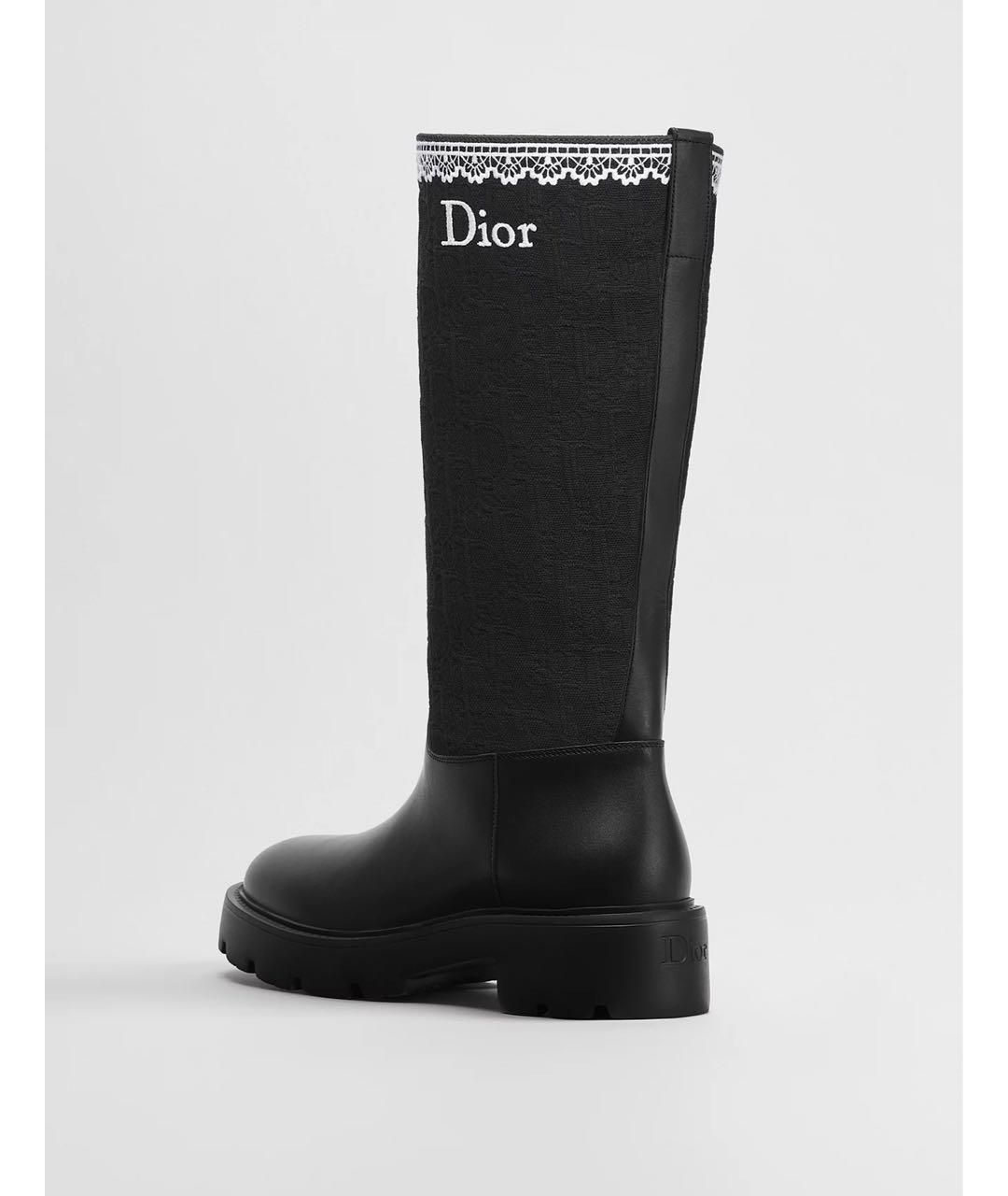 CHRISTIAN DIOR Черные кожаные сапоги, фото 5