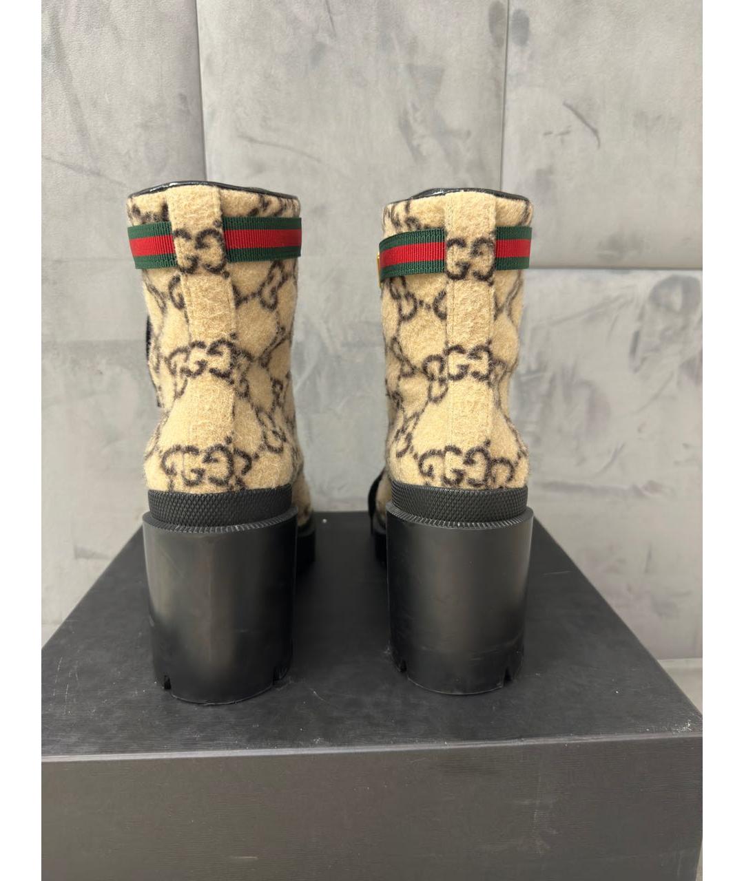 GUCCI Бежевые текстильные ботильоны, фото 4