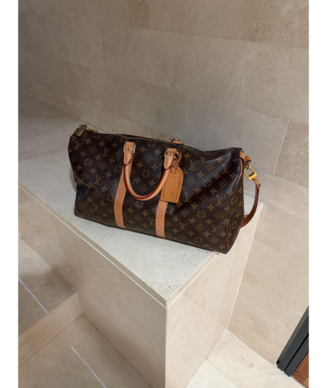 LOUIS VUITTON Коричневая дорожная/спортивная сумка из канвы, фото 9
