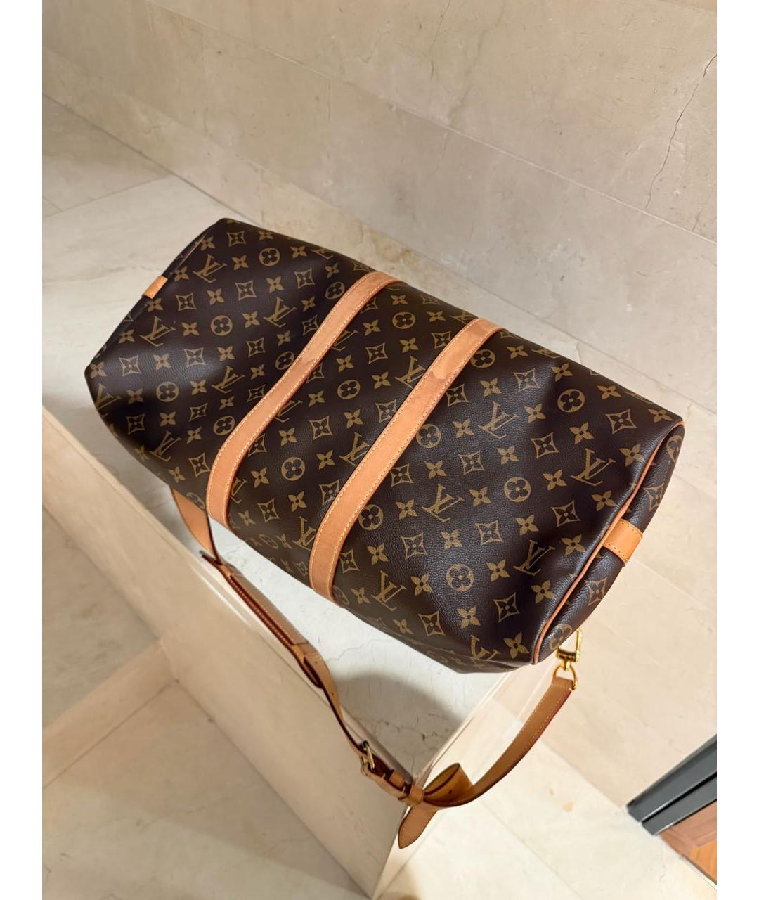 LOUIS VUITTON Коричневая дорожная/спортивная сумка из канвы, фото 3