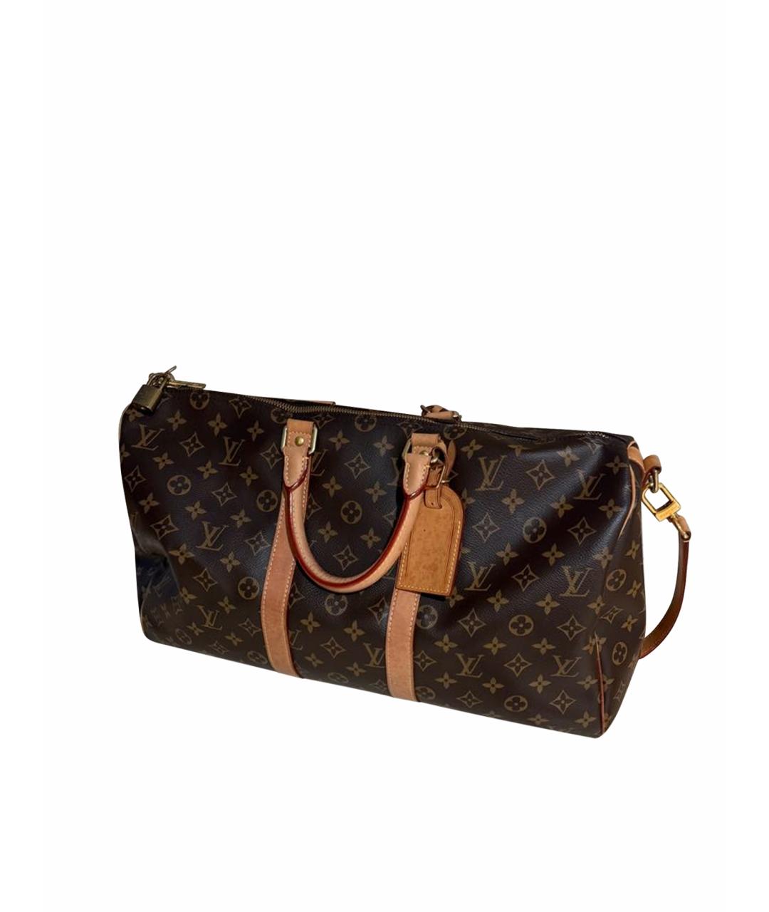 LOUIS VUITTON Коричневая дорожная/спортивная сумка из канвы, фото 1