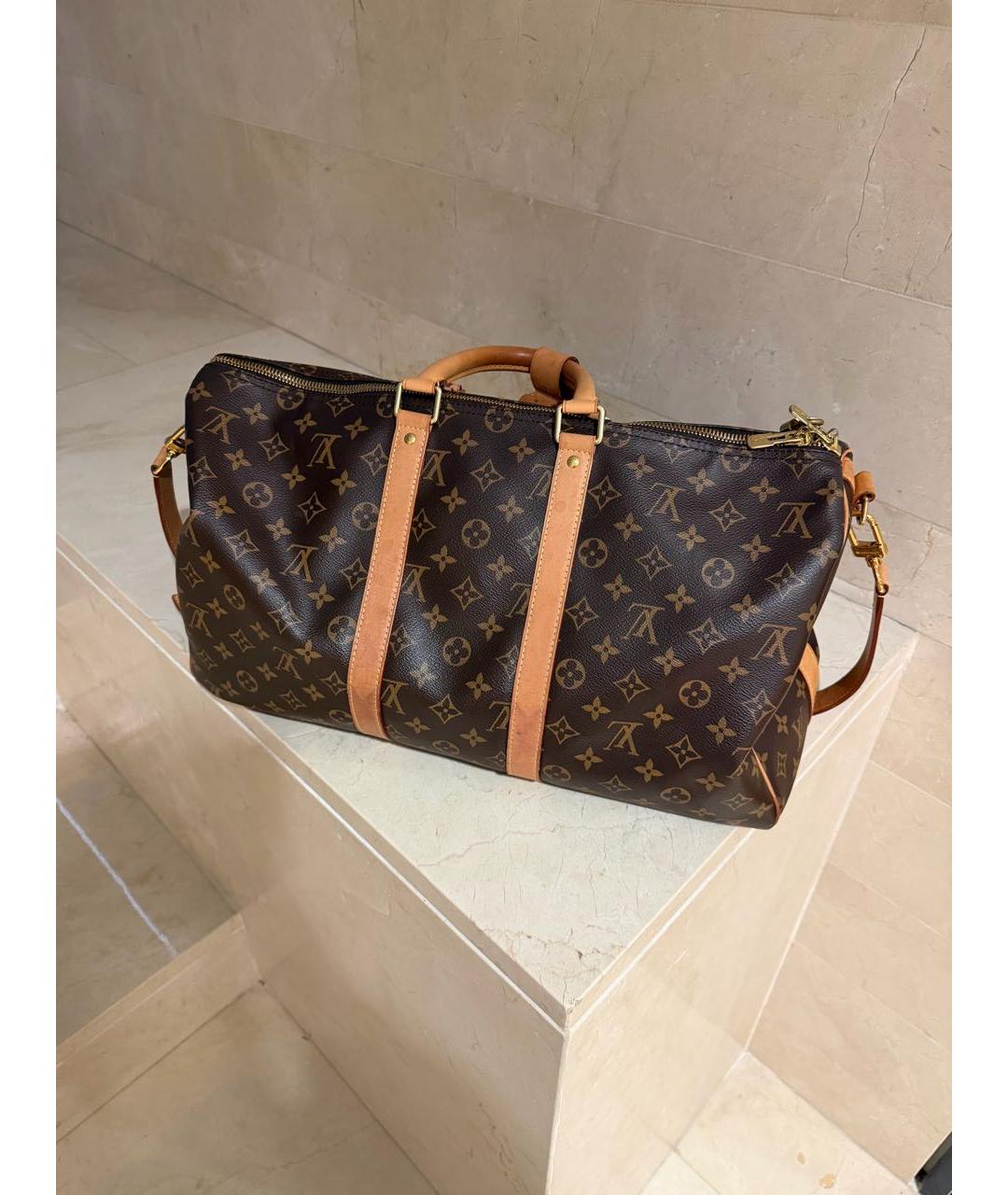LOUIS VUITTON Коричневая дорожная/спортивная сумка из канвы, фото 2