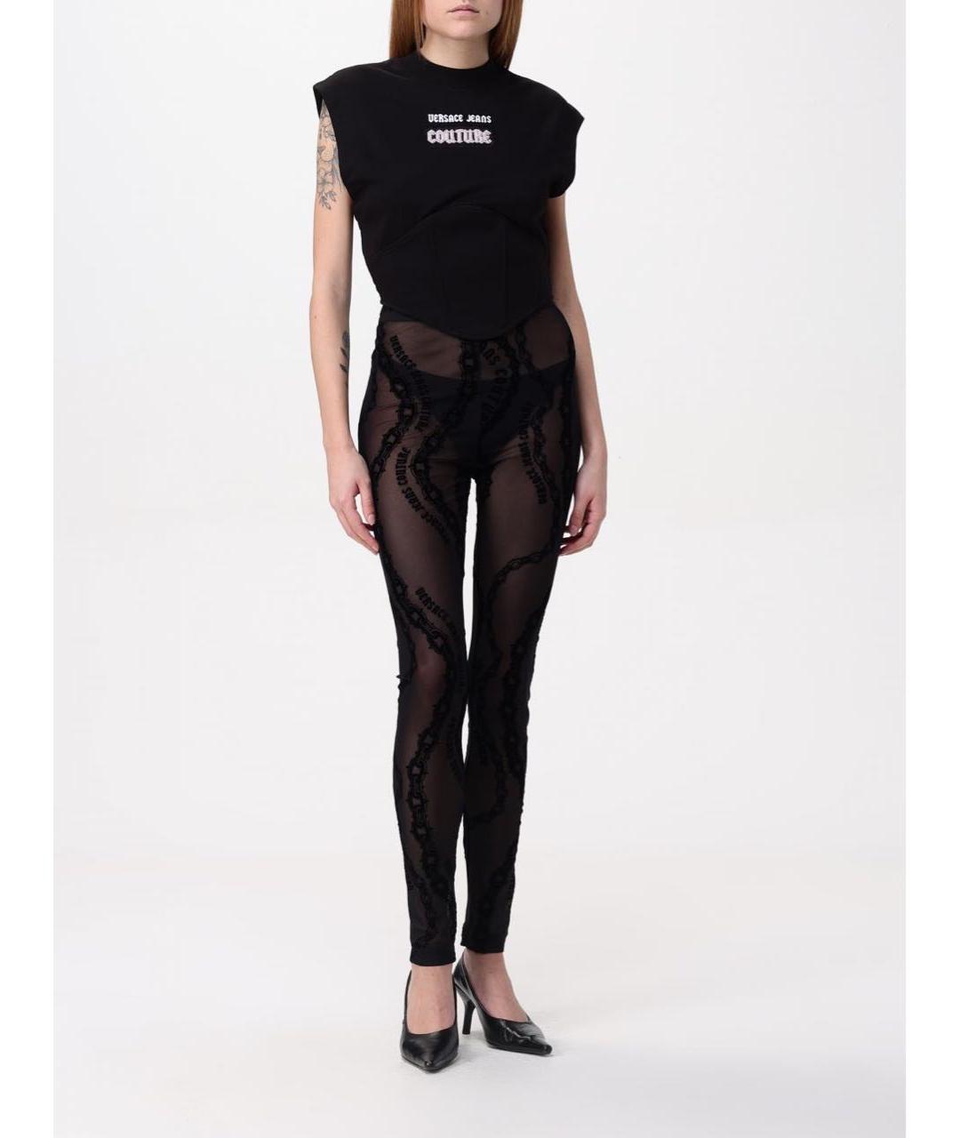 VERSACE JEANS COUTURE Черные леггинсы и велосипедки, фото 2