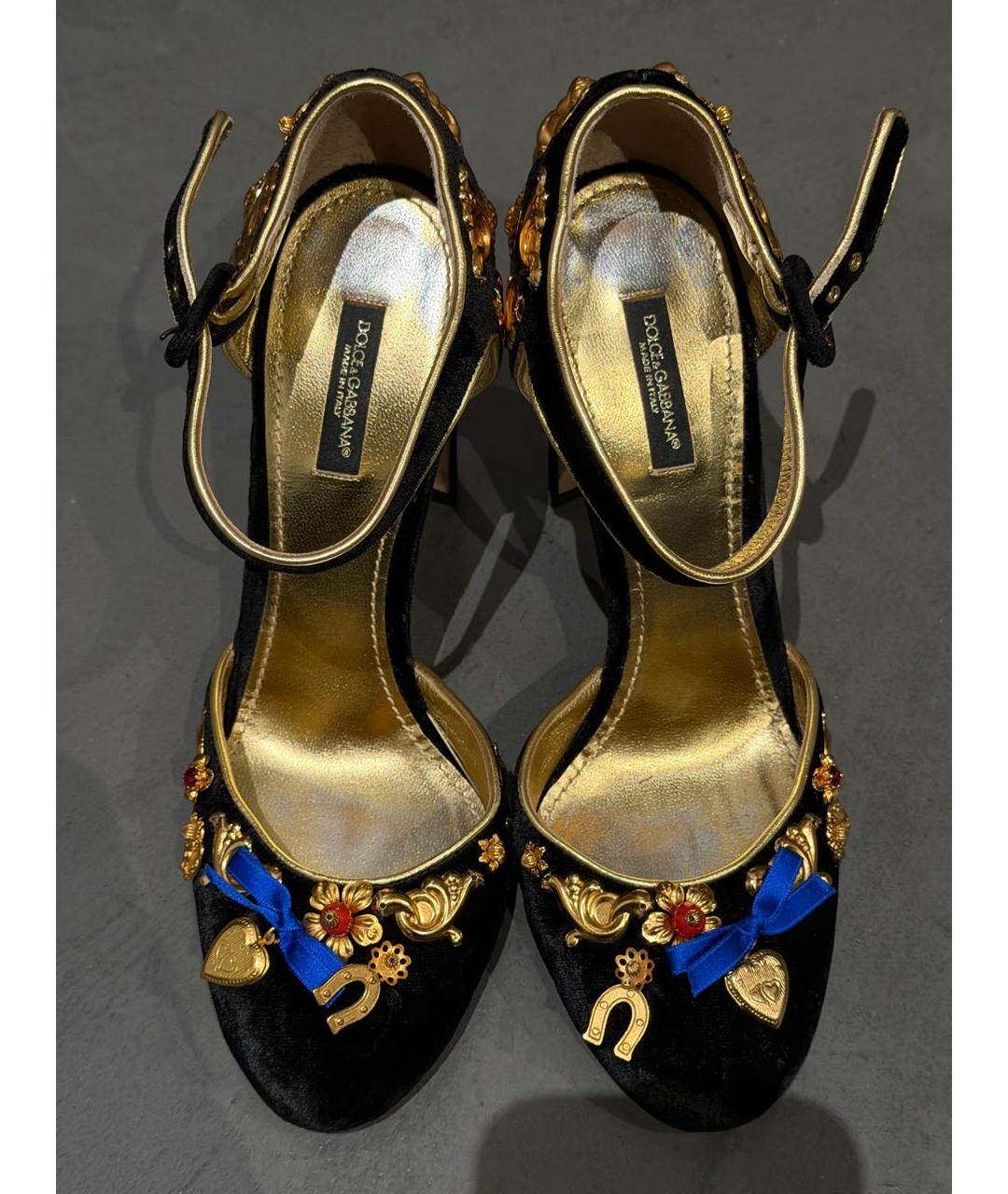 DOLCE&GABBANA Черные бархатные туфли, фото 4