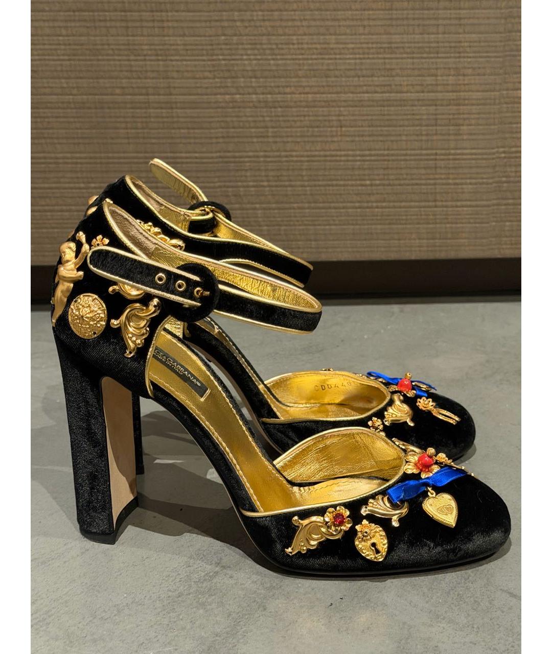DOLCE&GABBANA Черные бархатные туфли, фото 5