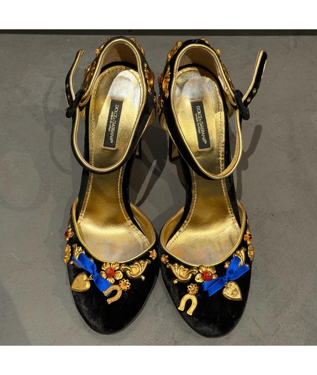 DOLCE&GABBANA Черные бархатные туфли, фото 2
