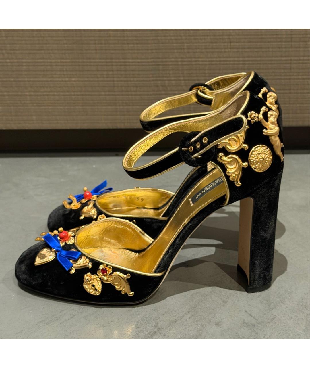 DOLCE&GABBANA Черные бархатные туфли, фото 9