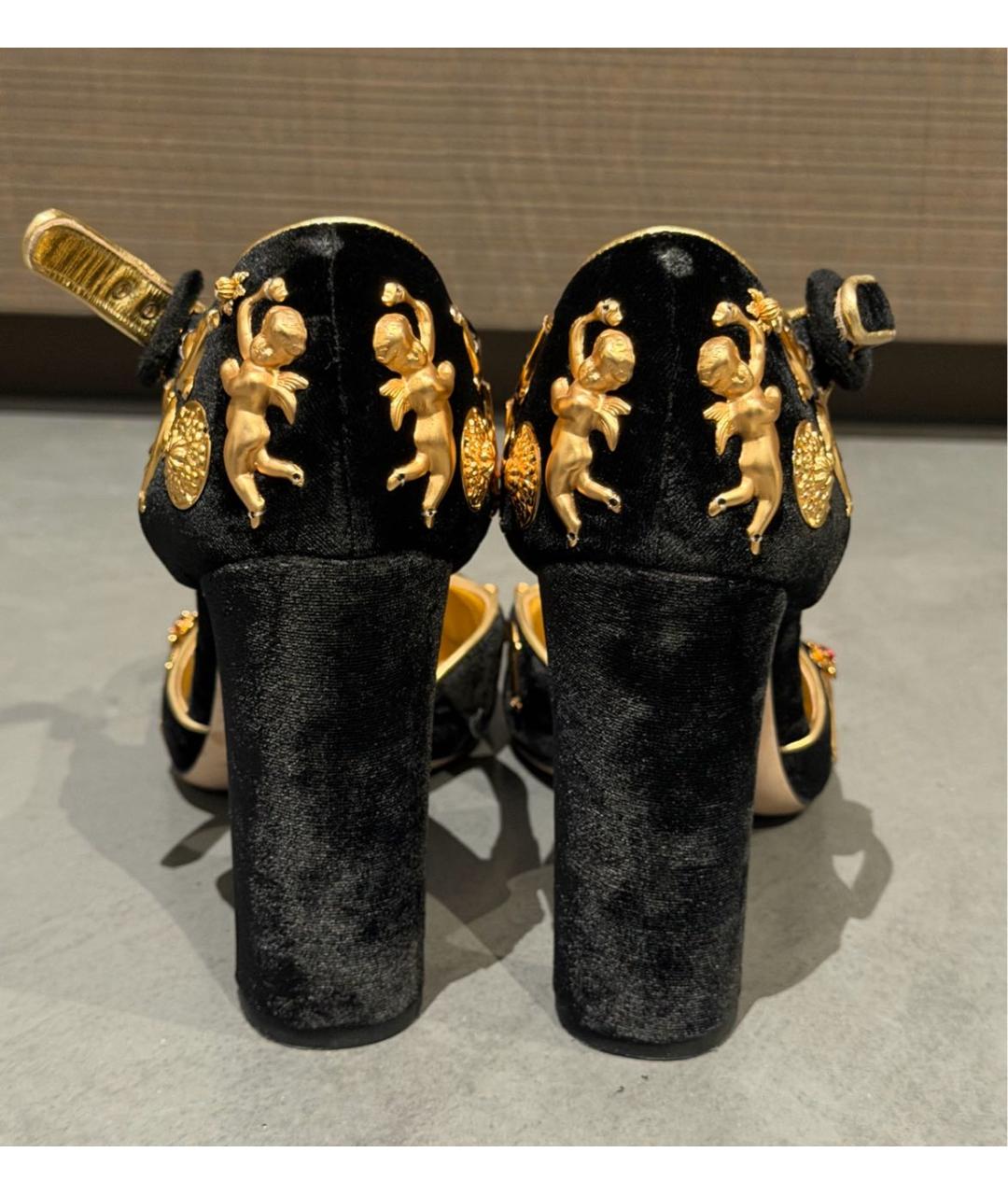 DOLCE&GABBANA Черные бархатные туфли, фото 3