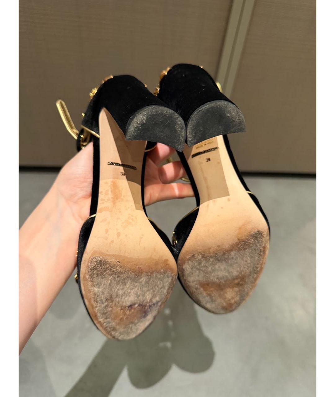 DOLCE&GABBANA Черные бархатные туфли, фото 7