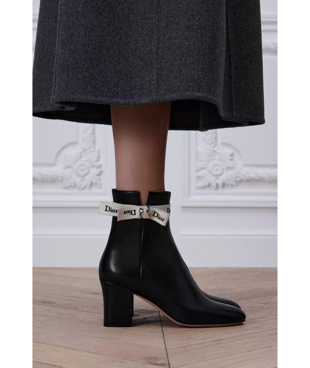 CHRISTIAN DIOR Черные кожаные ботильоны, фото 3