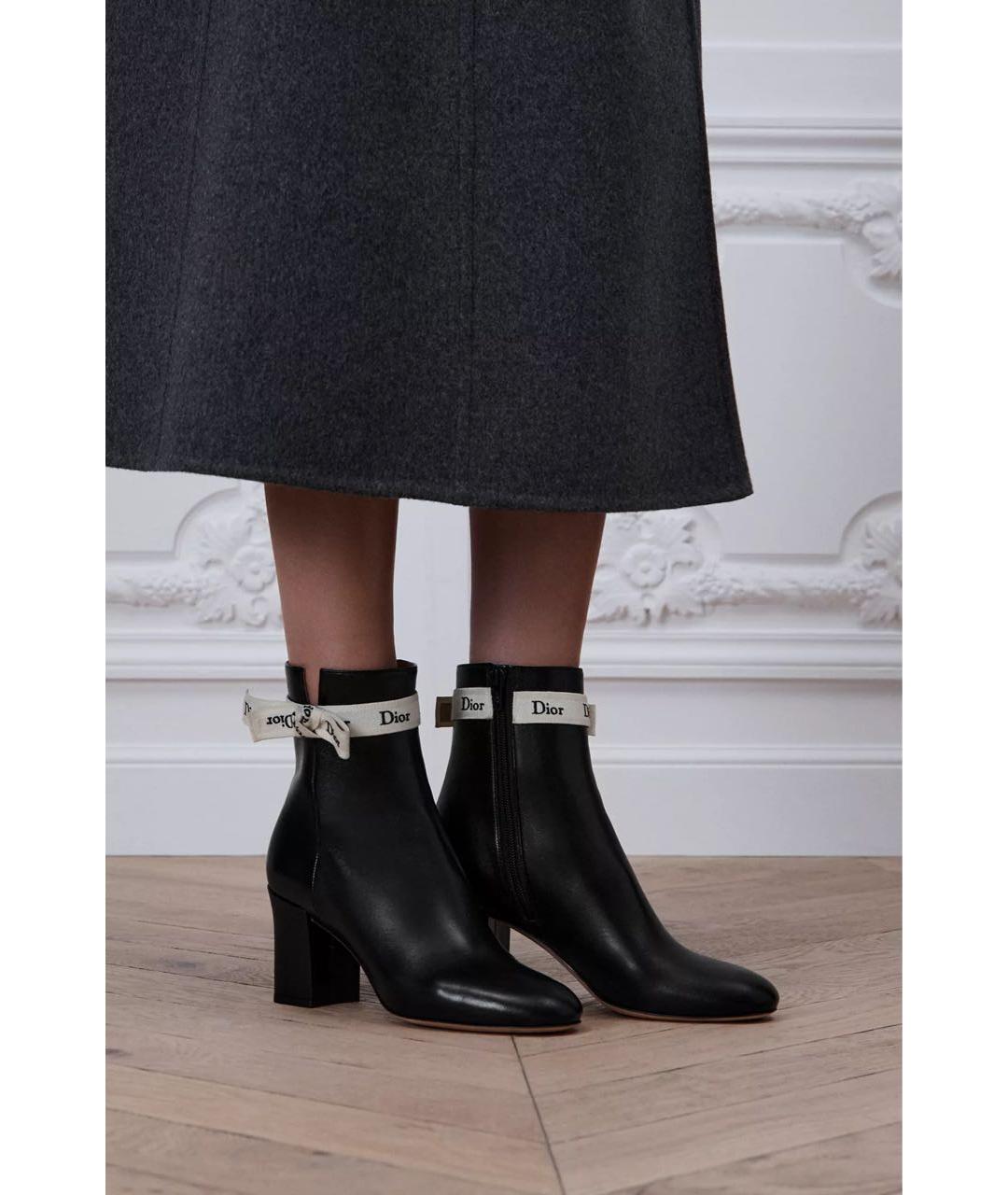 CHRISTIAN DIOR Черные кожаные ботильоны, фото 2