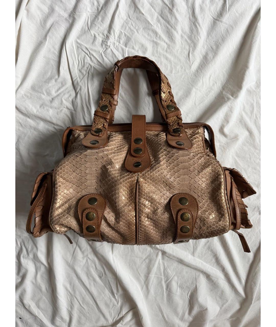 CHLOE Коричневая сумка через плечо из кожи питона, фото 6