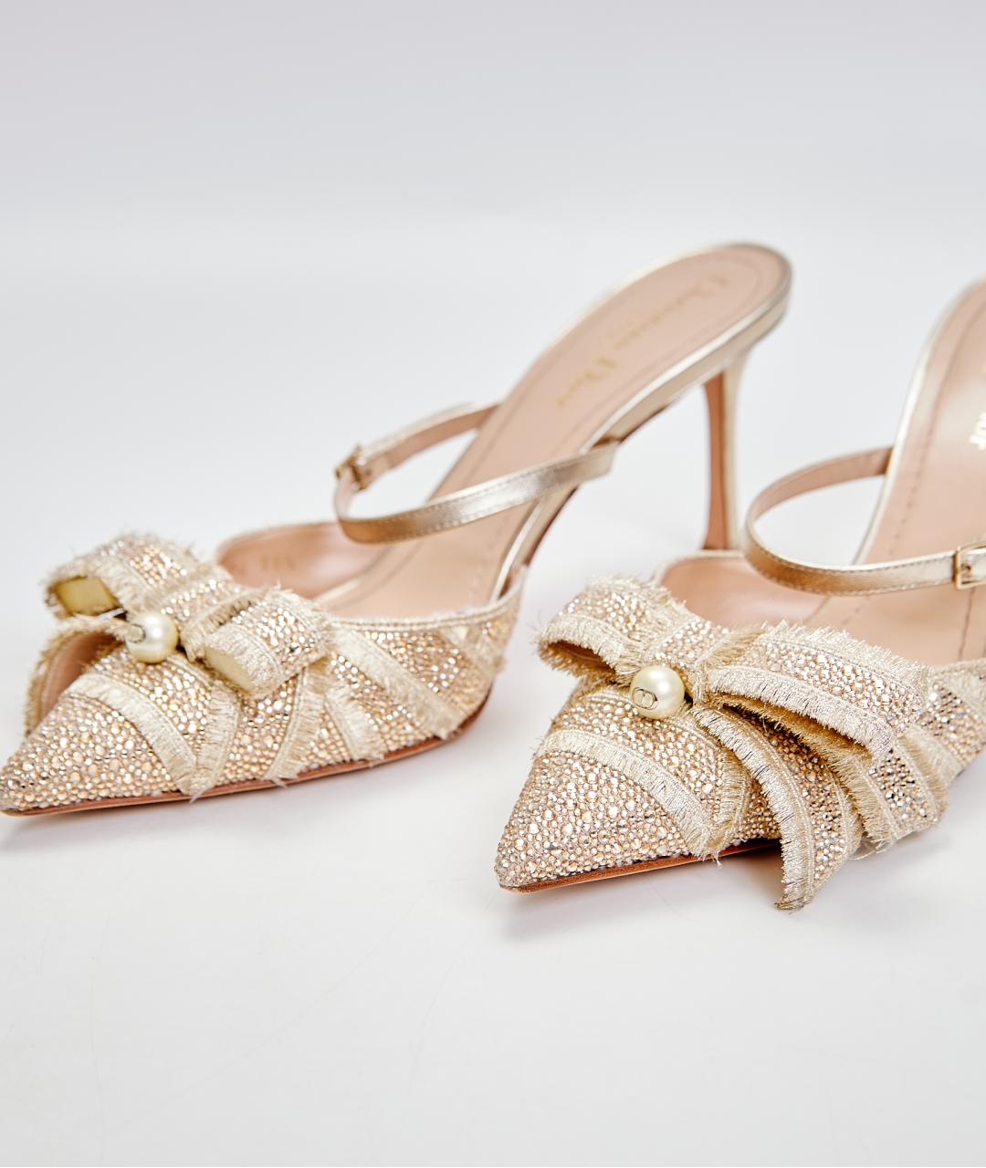 CHRISTIAN DIOR Золотые кожаные туфли, фото 4