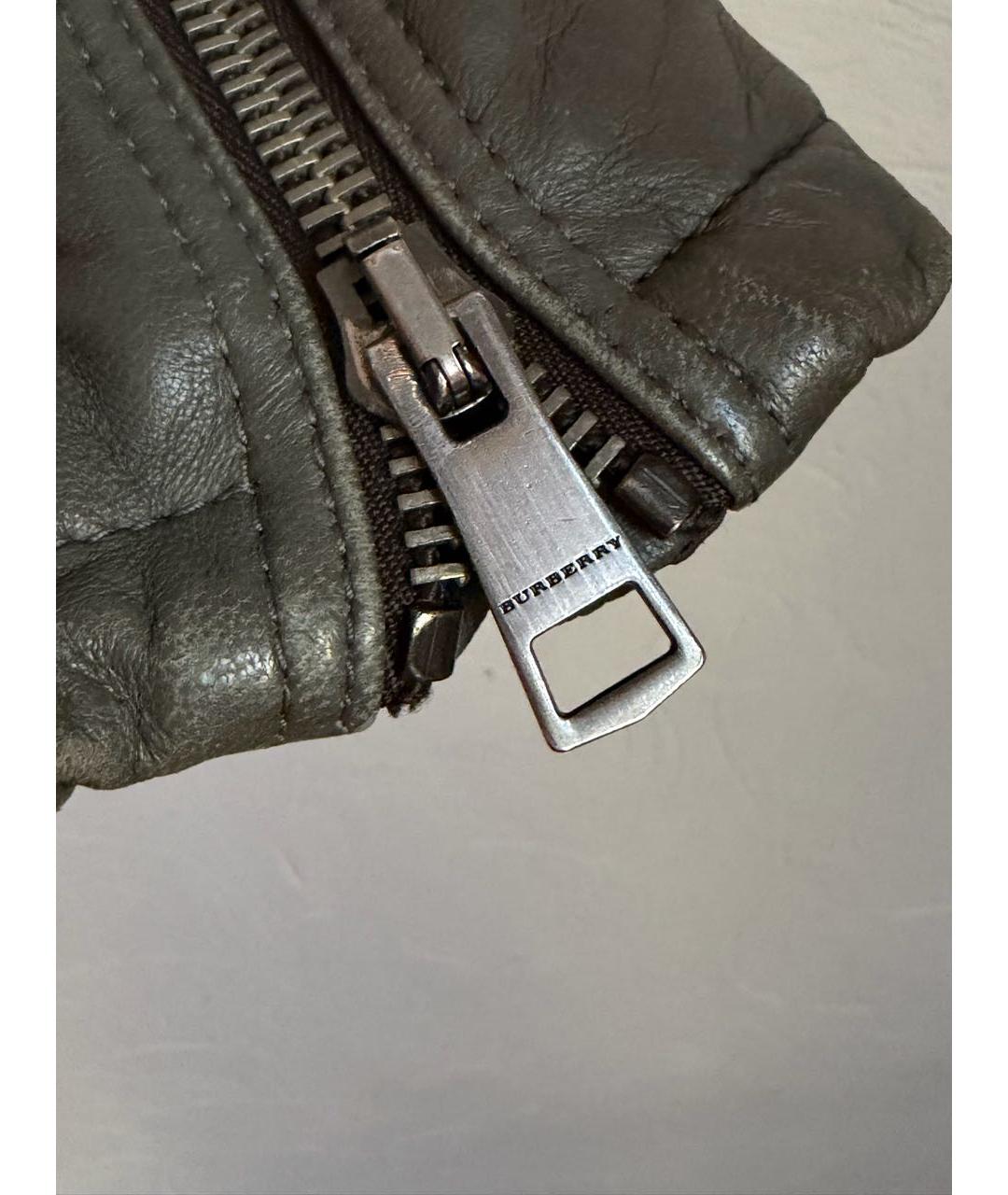 BURBERRY Хаки кожаная куртка, фото 5