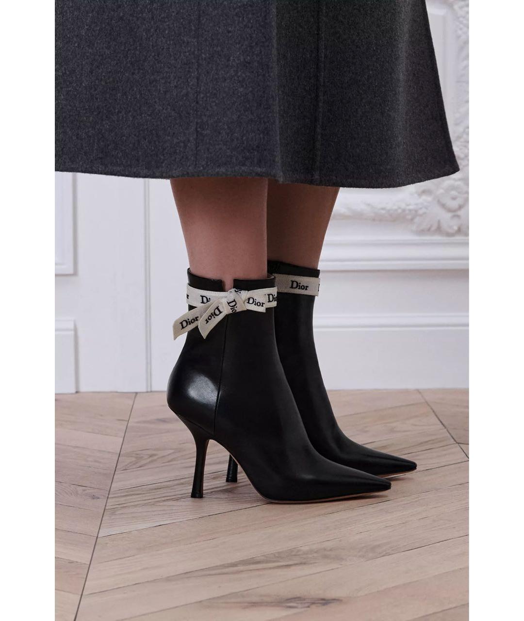 CHRISTIAN DIOR Черные кожаные ботильоны, фото 3
