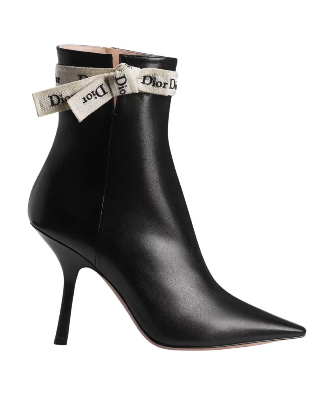 CHRISTIAN DIOR Черные кожаные ботильоны, фото 1