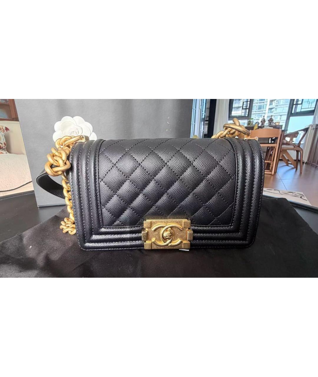 CHANEL Черная кожаная сумка через плечо, фото 8