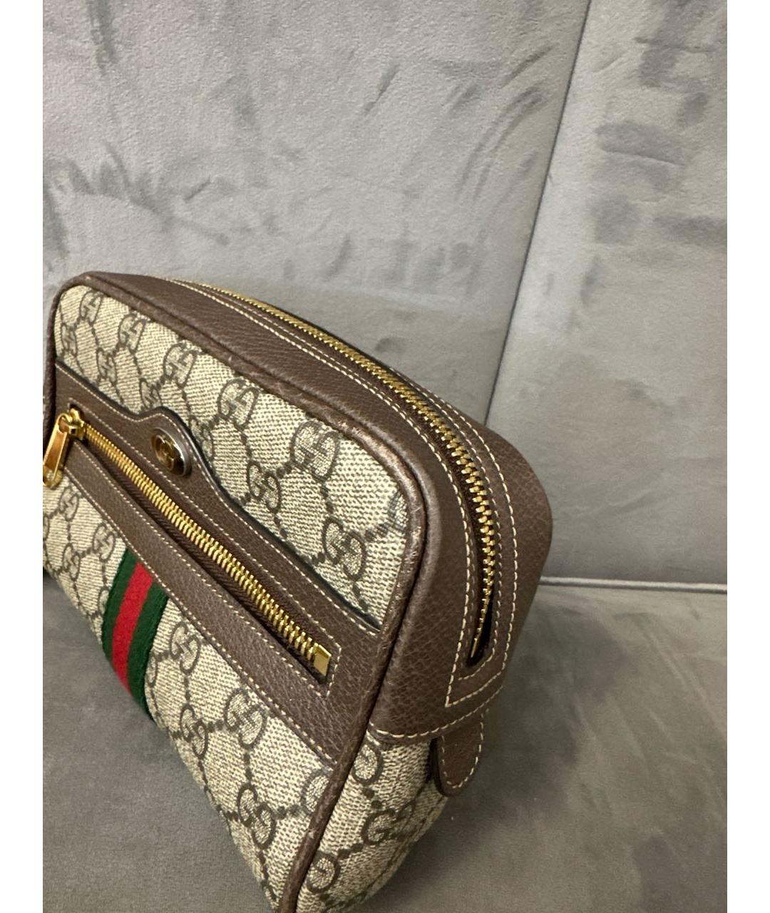 GUCCI Коричневая поясная сумка из канвы, фото 8