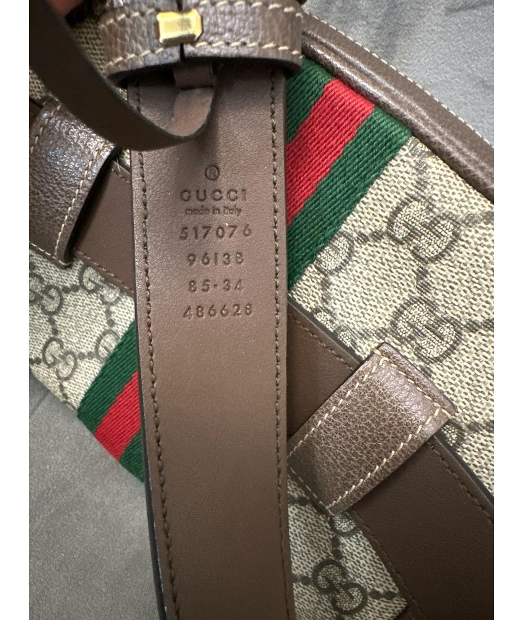 GUCCI Коричневая поясная сумка из канвы, фото 5