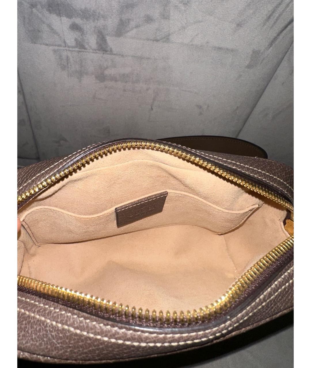 GUCCI Коричневая поясная сумка из канвы, фото 4