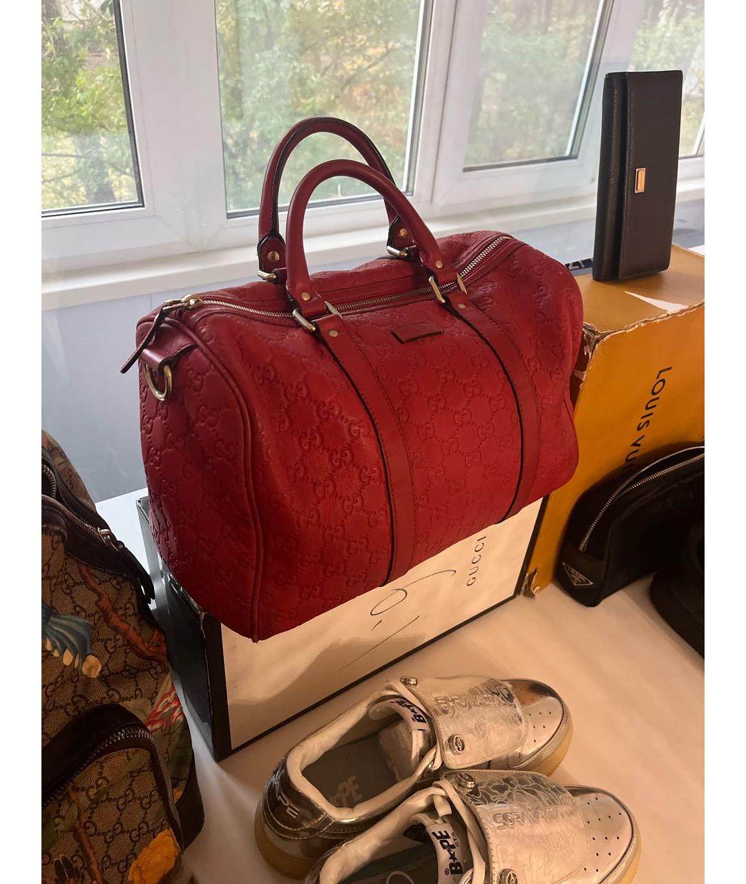 GUCCI Красная кожаная сумка с короткими ручками, фото 2