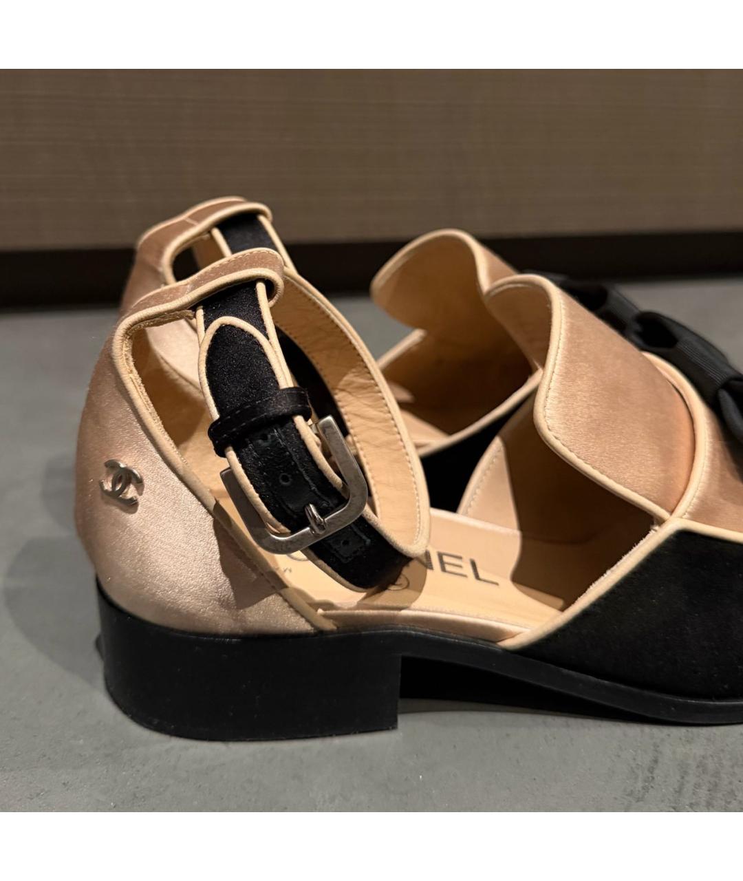 CHANEL Бежевые текстильные туфли, фото 5