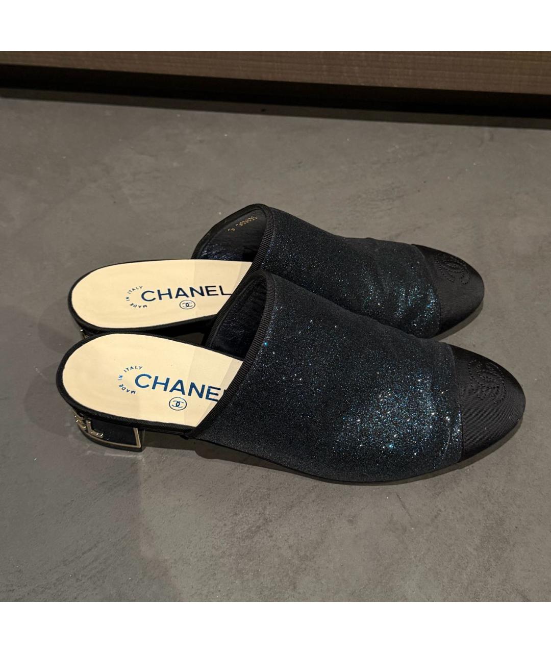 CHANEL Темно-синие мюли, фото 4