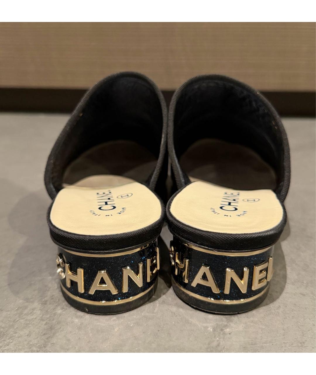 CHANEL Темно-синие мюли, фото 5