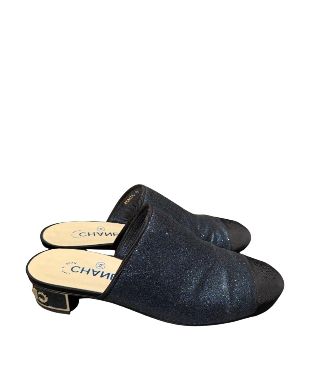 CHANEL Темно-синие мюли, фото 1