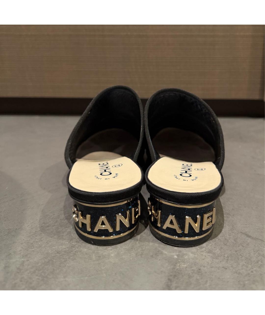 CHANEL Темно-синие мюли, фото 3