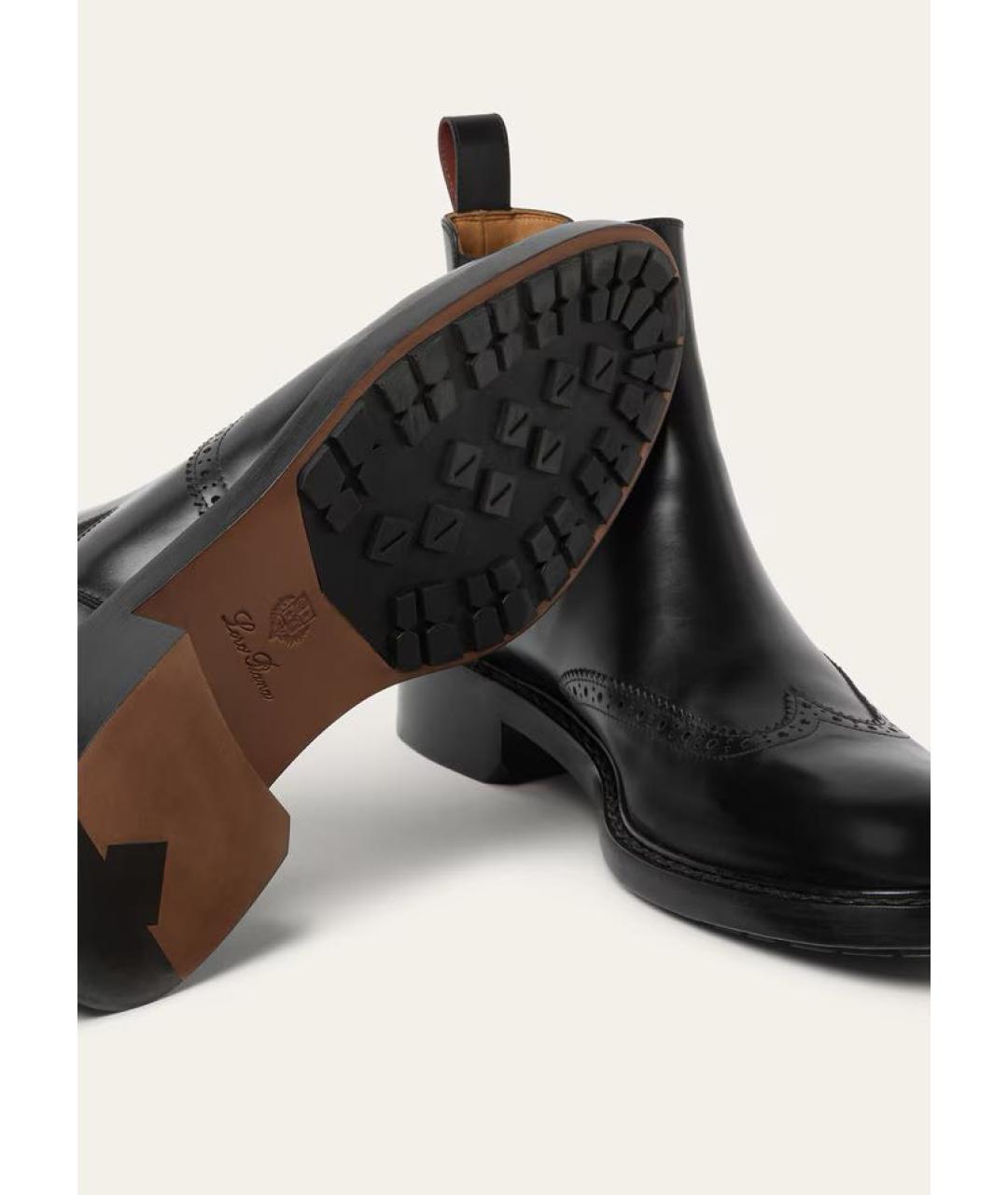 LORO PIANA Черные кожаные высокие ботинки, фото 4