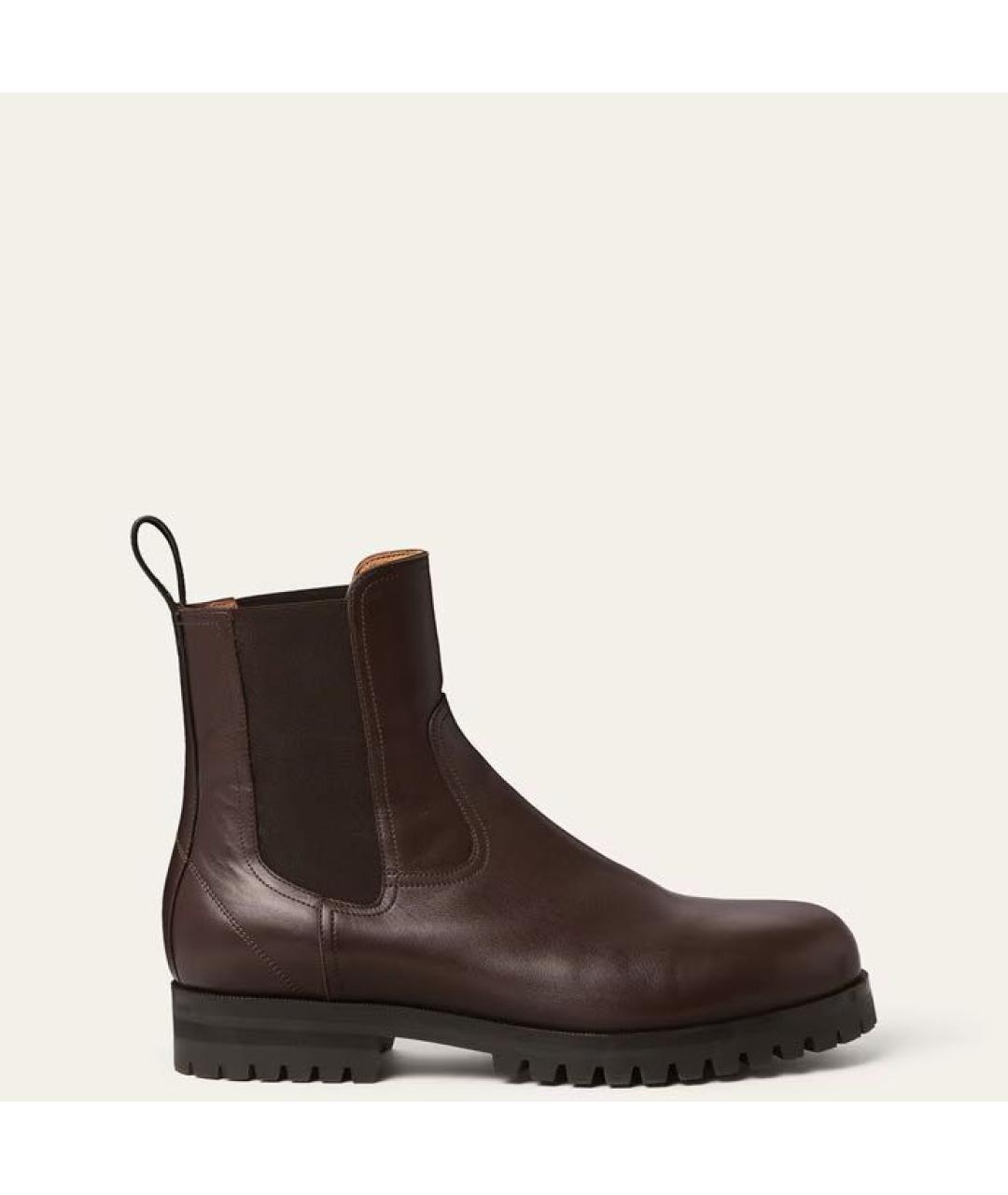 LORO PIANA Коричневые кожаные высокие ботинки, фото 8